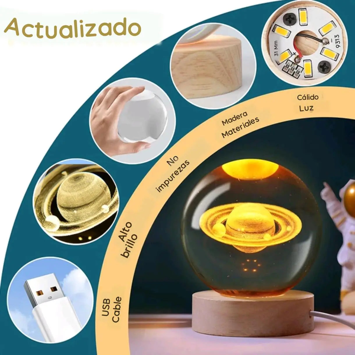 Lampara Bola de Cristal led 3D OFERTA!